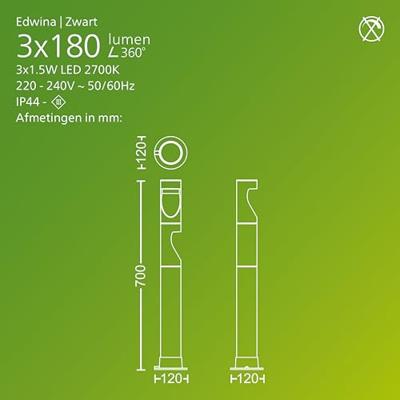 Philips LED 929004659701 Desi Staande LED-buitenlamp LED 4.5 W Zwart
