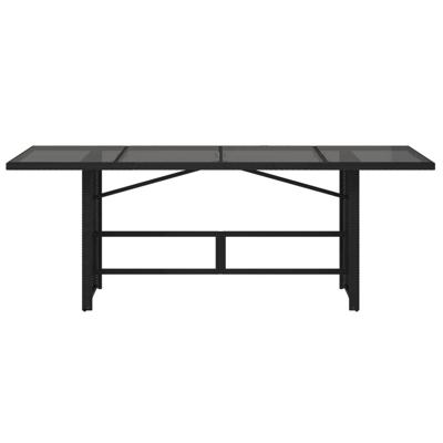 Tuintafel met glazen blad 190x80x74 cm poly rattan zwart