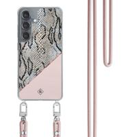 Samsung Galaxy S25 hoesje met rosegoud koord - Snake print - thumbnail