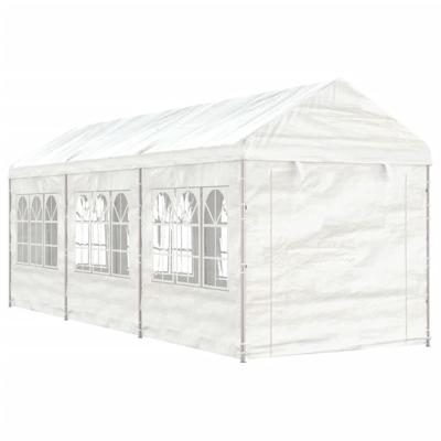Prieel met dak 6,69x2,28x2,69 m polyetheen wit