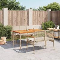 3-delige Tuinset met kussens poly rattan beige - thumbnail