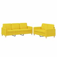 2-delige Loungeset met kussens stof lichtgeel - thumbnail