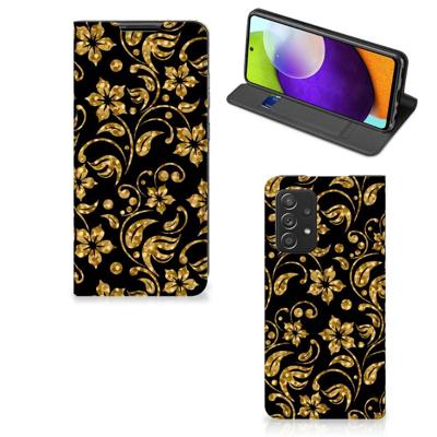 Samsung Galaxy A52 Smart Cover Gouden Bloemen Samsung Galaxy A52 Smart Cover Gouden Bloemen