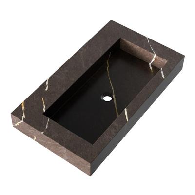 Brauer Coral Wastafel - 80 cm - met 1 Spoelbak en 0 Kraangaten - Marmerlook Copper Brown