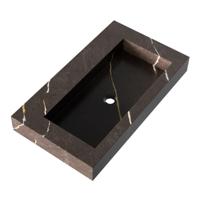 Brauer Coral Wastafel - 80 cm - met 1 Spoelbak en 0 Kraangaten - Marmerlook Copper Brown - thumbnail