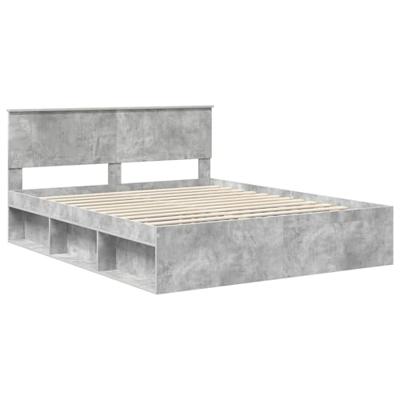 Bedframe met hoofdeinde Beton 160 x 200 cm Massief grenenhout
