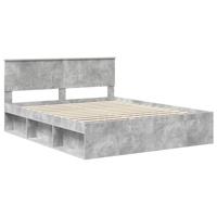 Bedframe met hoofdeinde Beton 160 x 200 cm Massief grenenhout - thumbnail