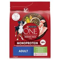 PURINA One Adult Medium/Maxi Monoprotein Rich in turkey - droog hondenvoer - 2,5kg - thumbnail