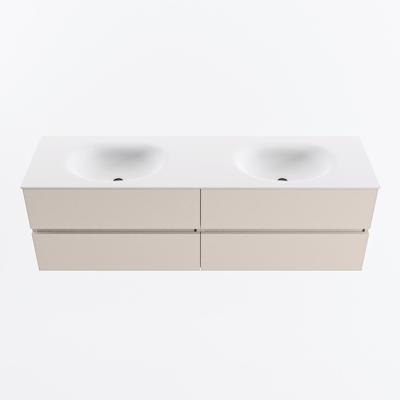 MONDIAZ VICA 160cm badmeubel onderkast Linen 4 lades. Wastafel MOON dubbel 2 kraangaten, kleur Talc.