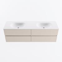 MONDIAZ VICA 160cm badmeubel onderkast Linen 4 lades. Wastafel MOON dubbel 2 kraangaten, kleur Talc. - thumbnail