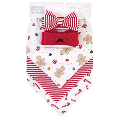 Hudson Baby Unisex Cotton Bib and Headband Set, Sugar Spice, One Size