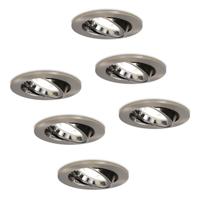 Set van 6 Lublin LED inbouwspots - 5 Watt 400 Lumen - 6000K Daglicht wit - GU10 - Dimbaar - Rond - Kantelbaar - IP20 Stofdicht - RVS - thumbnail