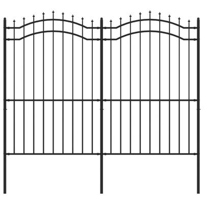 Tuinhek met spijlpunten 222 cm gepoedercoat staal zwart