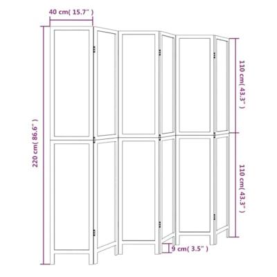 Kamerscherm met 6 panelen massief paulowniahout donkerbruin