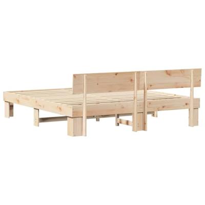 Bedframe met hoofdeinde Bruin 200 x 200 cm Massief grenenhout