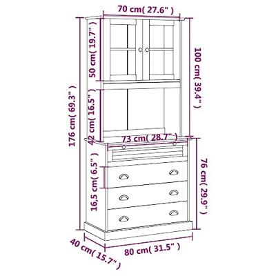 Hoge kast VIGO 80x40x176 cm massief grenenhout
