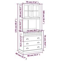Hoge kast VIGO 80x40x176 cm massief grenenhout - thumbnail