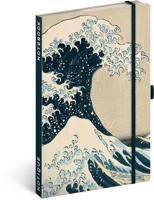 NOTIQUE Notitieboek, gelinieerd met elastiek 13x21cm ca. A5, designer hardcover notebook, notitieblok, notitieboek, dagboek voor volwassenen, dames (Katsushika Hokusai) - thumbnail
