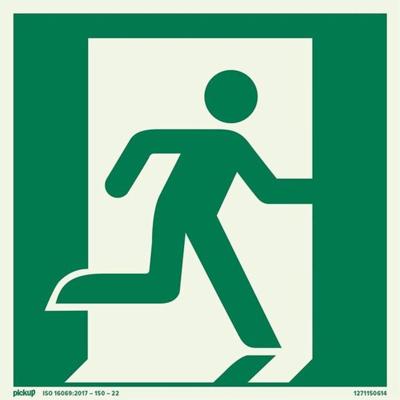 Bord Nooduitgang rechts FTLM - 150x150 mm zelfklevend.