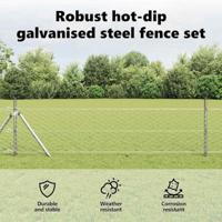 VidaXL Afrasteringspaal zilver 25 x 0,5 m (50 mm gaas) staal - thumbnail