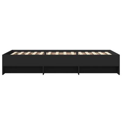 Bedframe bewerkt hout zwart 120x190 cm - thumbnail