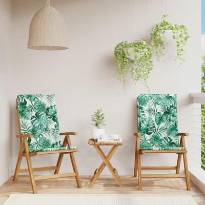 Tuinstoelen 2 st verstelbaar met kussens massief teakhout