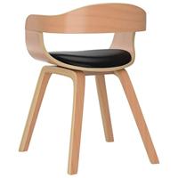 Eetkamerstoelen 2 st gebogen hout en kunstleer zwart - thumbnail