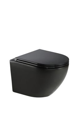QeramiQ Cyclone Wandclosetpack - 37x52cm - diepspoel - cycloneflush - spoelrandloos - softclose zitting - mat zwart 1936845