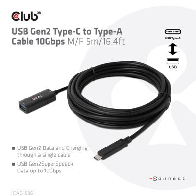 club3D CAC-1536 USB-kabel USB 3.2 Gen2 USB-C stekker, USB-B bus 5.00 m Zwart club3D CAC-1536 USB-kabel USB 3.2 Gen2 USB-C stekker, USB-B bus 5.00 m Zwart