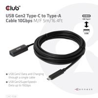 club3D CAC-1536 USB-kabel USB 3.2 Gen2 USB-C stekker, USB-B bus 5.00 m Zwart - thumbnail