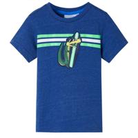 Kindershirt 116 gemleerd donkerblauw - thumbnail