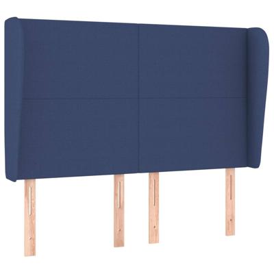 Hoofdbord met randen 147x23x118/128 cm stof blauw