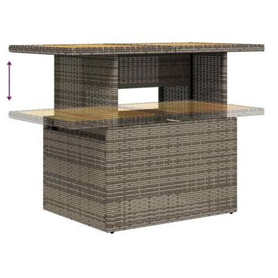 7-delige Loungeset met kussens poly rattan grijs - thumbnail