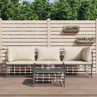 4-delige Loungeset met kussens poly rattan antracietkleurig - thumbnail