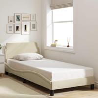 Bedframe met hoofdeinde zonder matras 90x190 cm stof crme - thumbnail