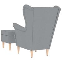 Fauteuil met voetenbankje stof lichtgrijs - thumbnail