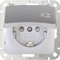 Kopp 920820000 Wandcontactdoos met randaarde en klapdeksel Inzetstuk 1-voudig HK05 Zilver 1 stuk(s) - thumbnail