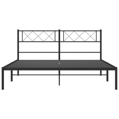 Bedframe met hoofdbord metaal zwart 120x190 cm