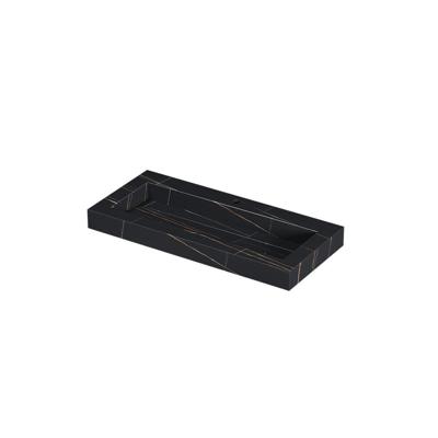 INK Pitch Wastafel Keramische Slab Centraal met Drain en Front en Side Skirts 1 Kraangat - 1000x450x90 mm - Lauren Black Mat