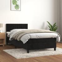 Boxspring met matras fluweel zwart 90x190 cm - thumbnail