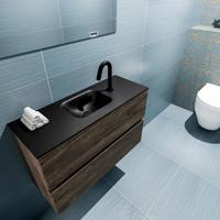MONDIAZ ADA 80cm toiletmeubel dark brown. LEX wastafel urban midden 1 kraangat - thumbnail