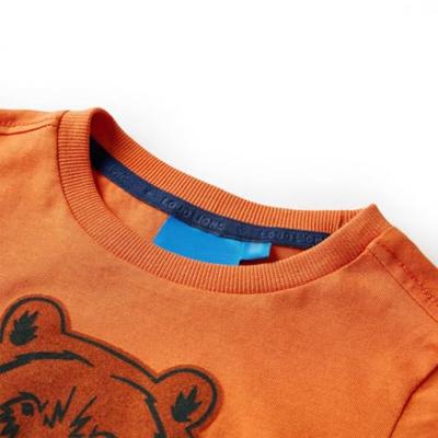 Kindershirt met lange mouwen berenprint 104 donkeroranje