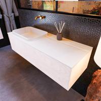 Badkamermeubelset Mondiaz Erin 120 cm met 1 Lade met RIDGE Wastafel Links Talc Zonder Kraangaten Greeploos Mat Underlayment - thumbnail