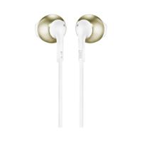 JBL T205 CGD in-ear hoofdtelefoon met kabel en microfoon, platte kabel, bediening met één knop, ergonomisch, zachte hoes, 3,5 mm, JBL Pure Bass Sound - thumbnail