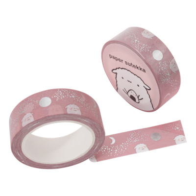 Washi Tape - Dusty Rose Stardust and Moon Mika - Silver Foil
