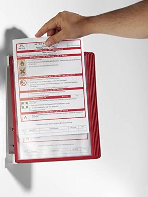 Durable Wandhouder | 5 zichtpanelen | rood | met profielframef. | 1 stuk - 555103 555103