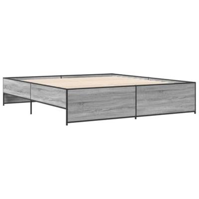 Bedframe bewerkt hout metaal grijs sonoma eiken 180x200 cm