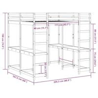 Hoogslaper met bureau en ladder massief grenenhout 160x200 cm - thumbnail