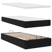Ottoman bed met matrassen 200x200cm fluweel zwart - thumbnail