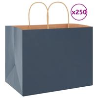 VidaXL Papieren zakken 250 st met hengsels 32x22x24 cm blauw - thumbnail